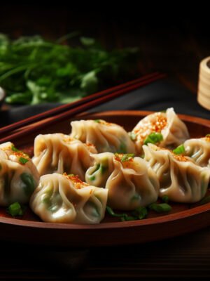 Chicken mince dumplings with chilli oil