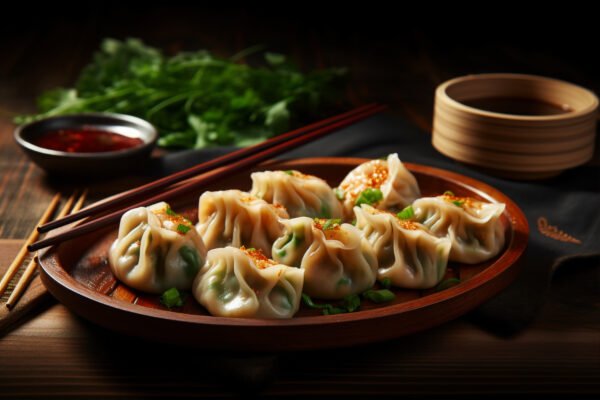 Chicken mince dumplings with chilli oil